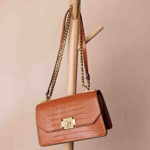 CHARLES & KEITH Camel & Gold chain crossbody or Shoulder Bag - Never been worn